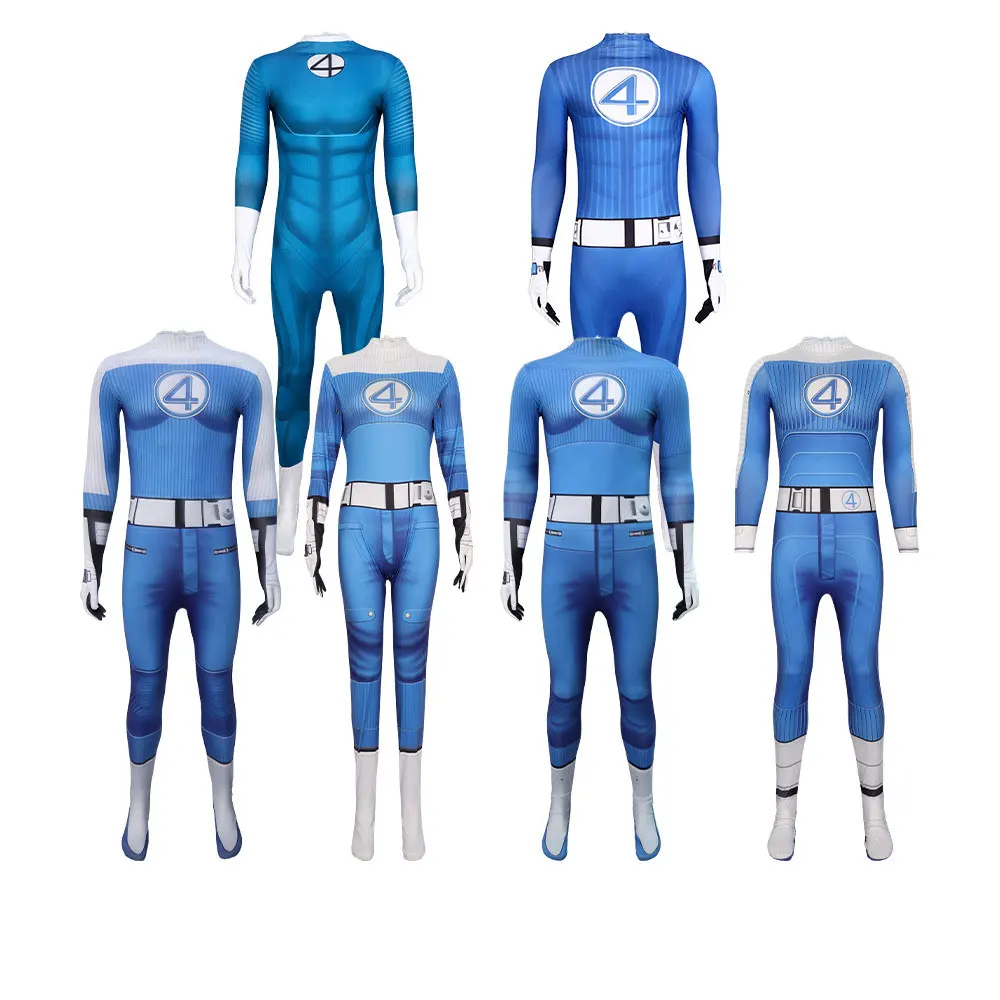 Superhero MR.Fantastic Cosplay Costume Suit First Steps Outfit Blue Jumpsuit Adult Men Halloween for Man