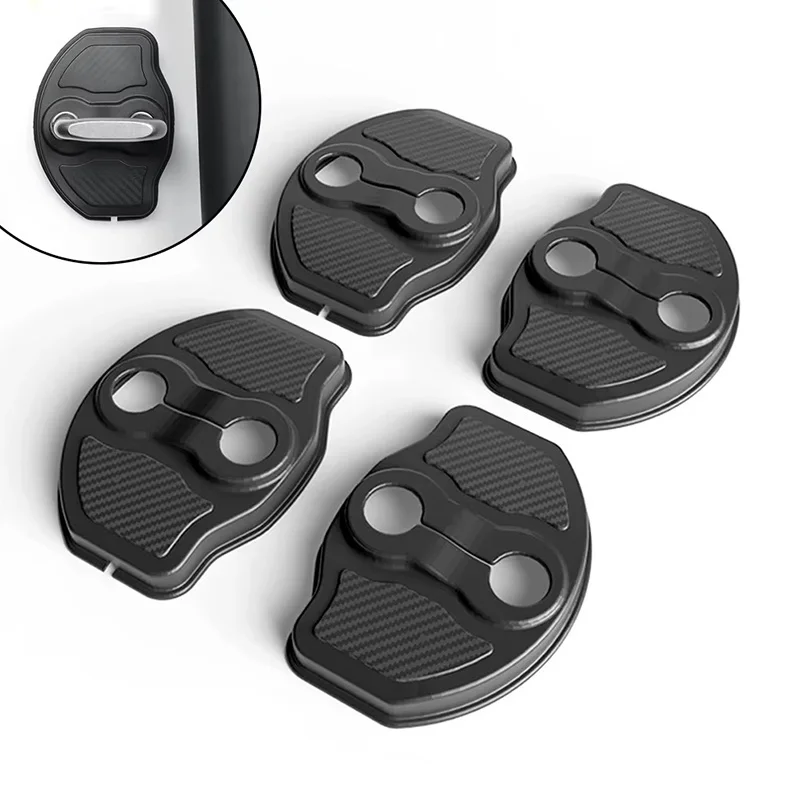 For Tesla Model Y/Juniper Model 3/Highland 2019-2025 2026 ABS Door Striker Cover with Hinge Carbon Edition Door Lock Protector