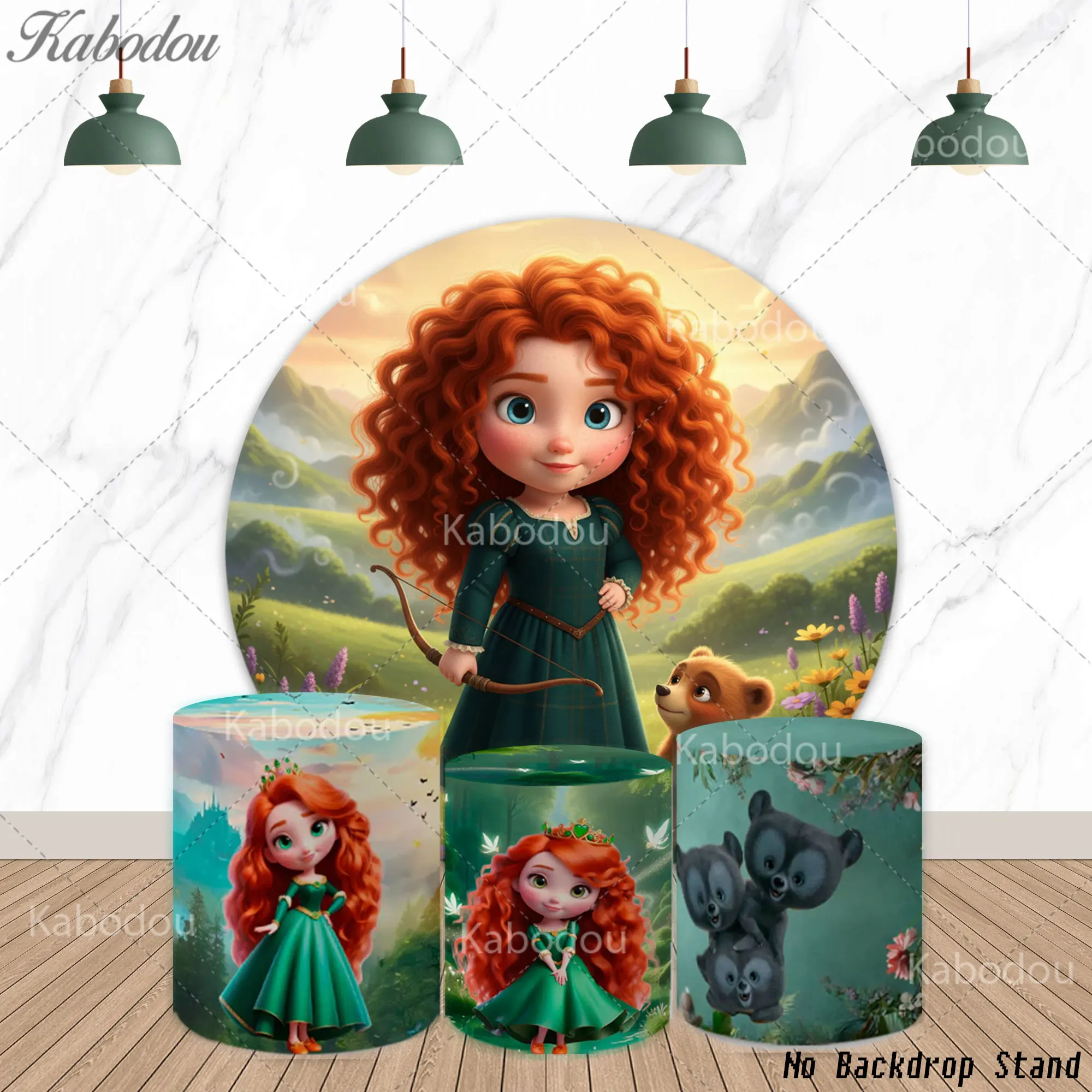 

Круглый фон с изображением Мериды из мультфильма «Храброе сердце», милый баннер для девочек, плакат для дня рождения, фон для вечеринки, декор для детского праздника, реквизит