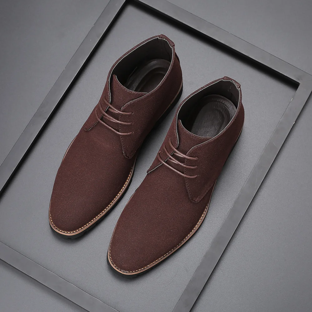 Fashion Men Classic Ankle Suede Leather Boots for Man Ankle Casual British Style Short Boot High-Top Shoes Winter leather boots