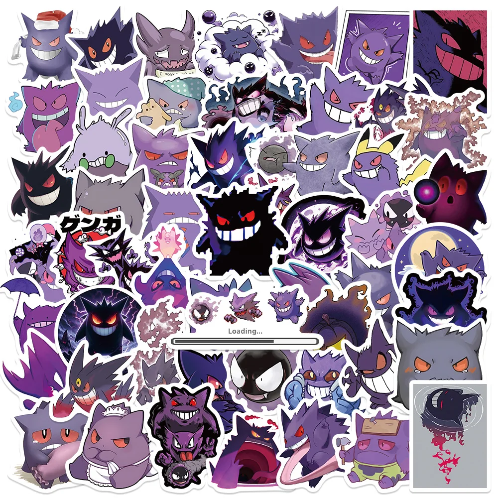 AliExpress MINISO 55pcs Pokemon Gengar Funny Cute Cartoon Stickers DIY for Skateboard Luggage Bike Motorcycle Car Cool