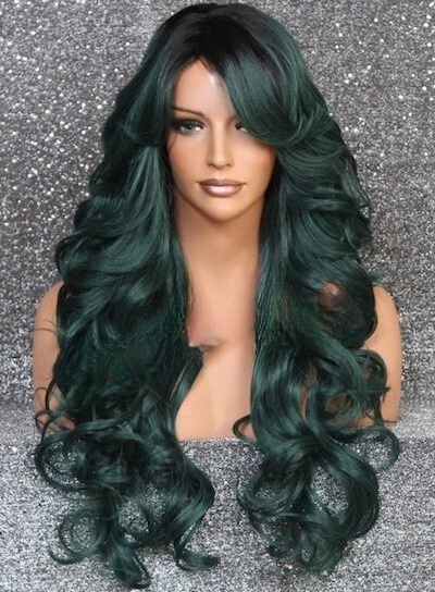 

смесь волос Luscious Wig Curly Long Layered Heat OK Green Mixed WVE