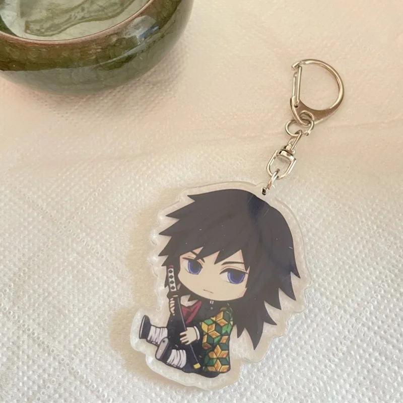 

Demon Slayer Cartoon Acrylic Keychain Tomiyoka Giyuu Anime Action Figures Doll Kawaii Car Key Bag Decoration Cute Gifts for Girl