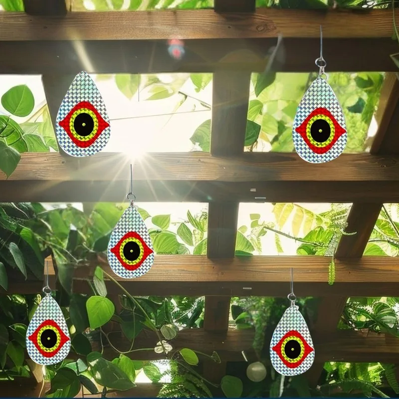 Scary Eye Decoy Visual Bird Scarecrow Mirror Reflective Pinwheel Bird Scarer Sparkling Wind Spinner for Outdoor Hanging