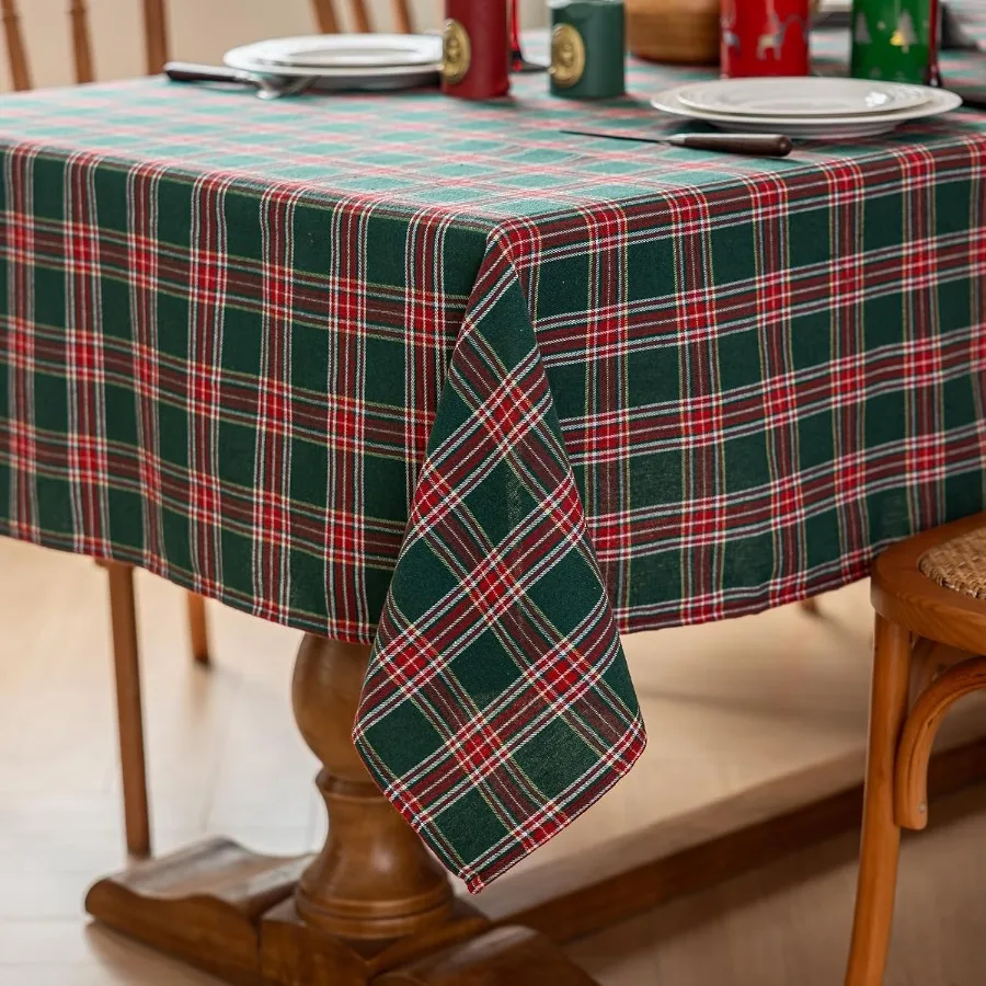 عيد الميلاد متقلب مفرش المائدة الأخضر الترتان منقوشة مفارش المائدة قابل للغسل مربع الشتاء غطاء الطاولة للمطبخ حفلات الطعام Ho