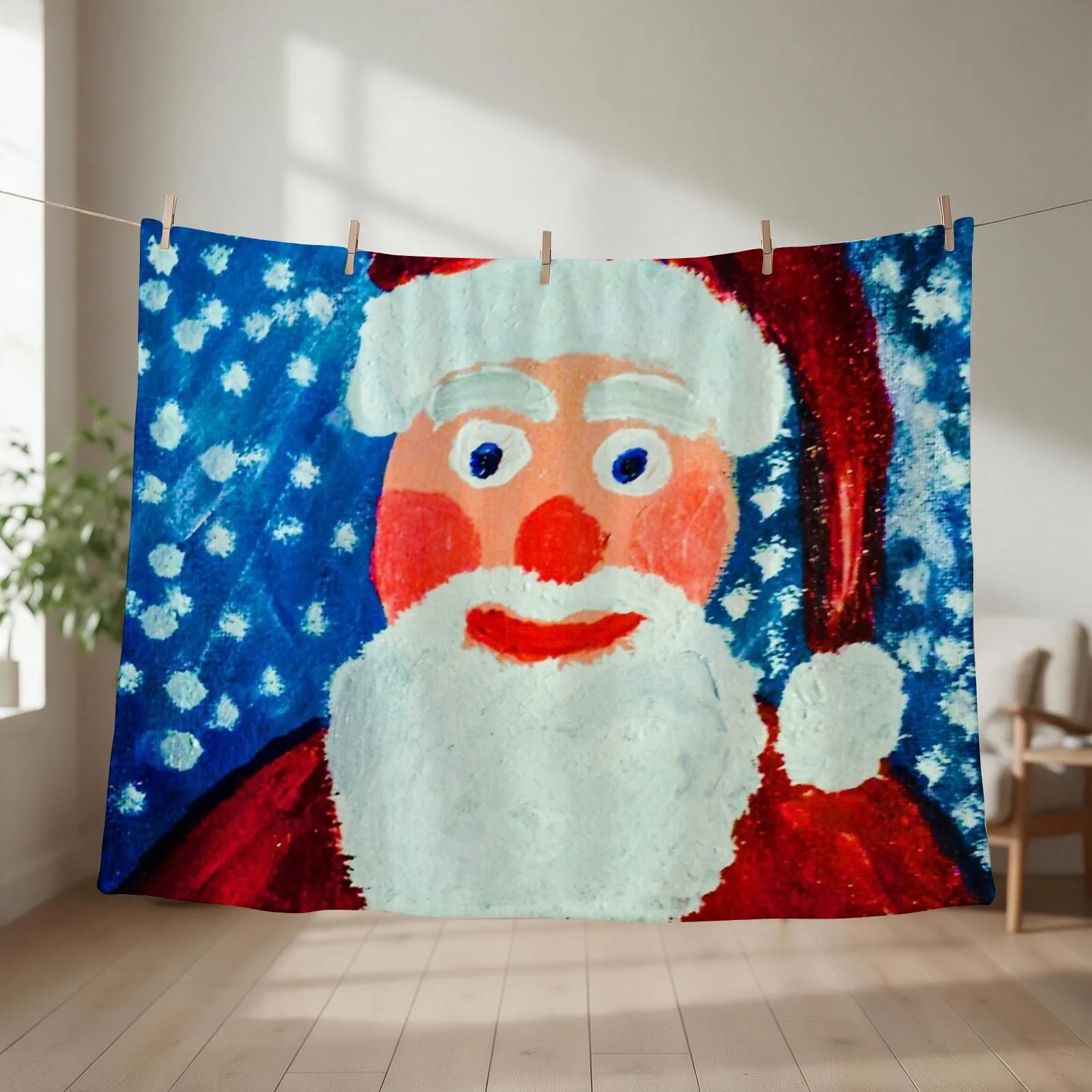 New Jolly Old Saint Nick Throw Blanket couch cozy soft plush fuzzy picnic outdoor blanket