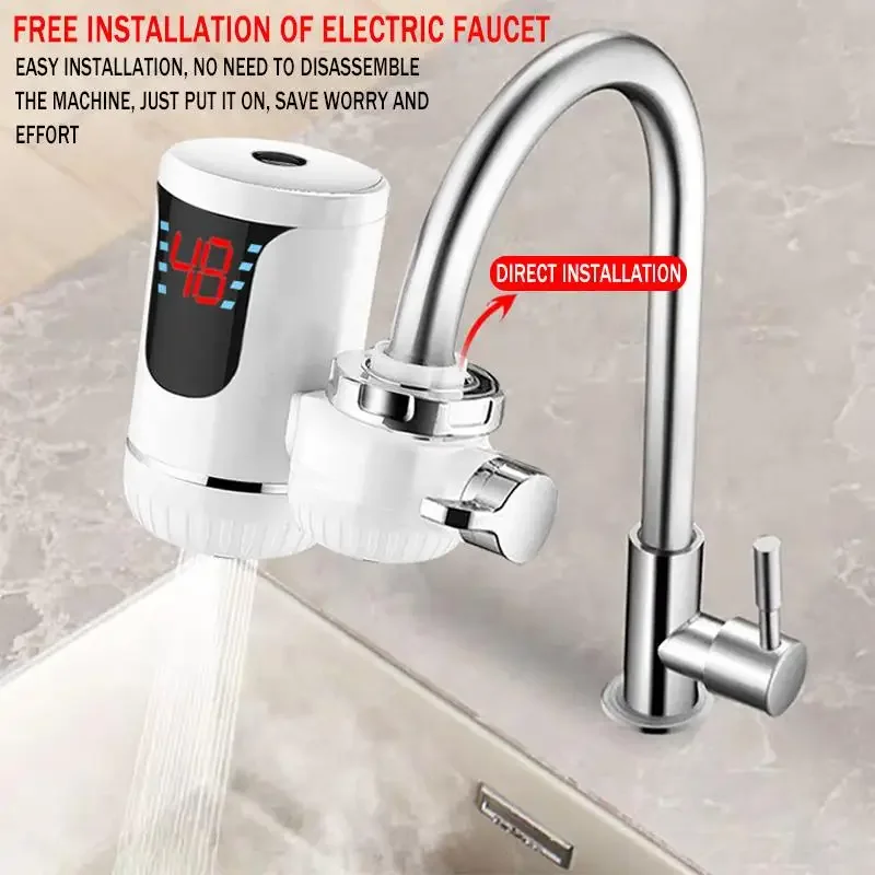 50Degree Instant Tankless Electric Hot Water Heater Faucet Kitchen Instant Heating Tap Water Heater Dual Use Cold Heating Faucet