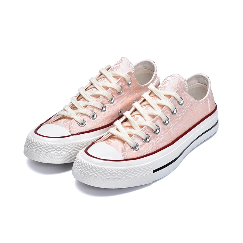 2024 Summer Women Printing Canvas Shoes Low Top Female Pink Flower Print Running Shoes Girls Students Sneakers Lace Up 35-40