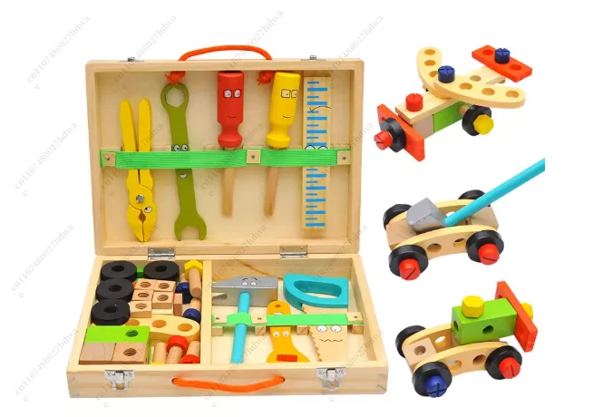 Wooden Tool Kit  Educational STEM Wooden Construction DIY Tool Box Toy for 3-7 Years