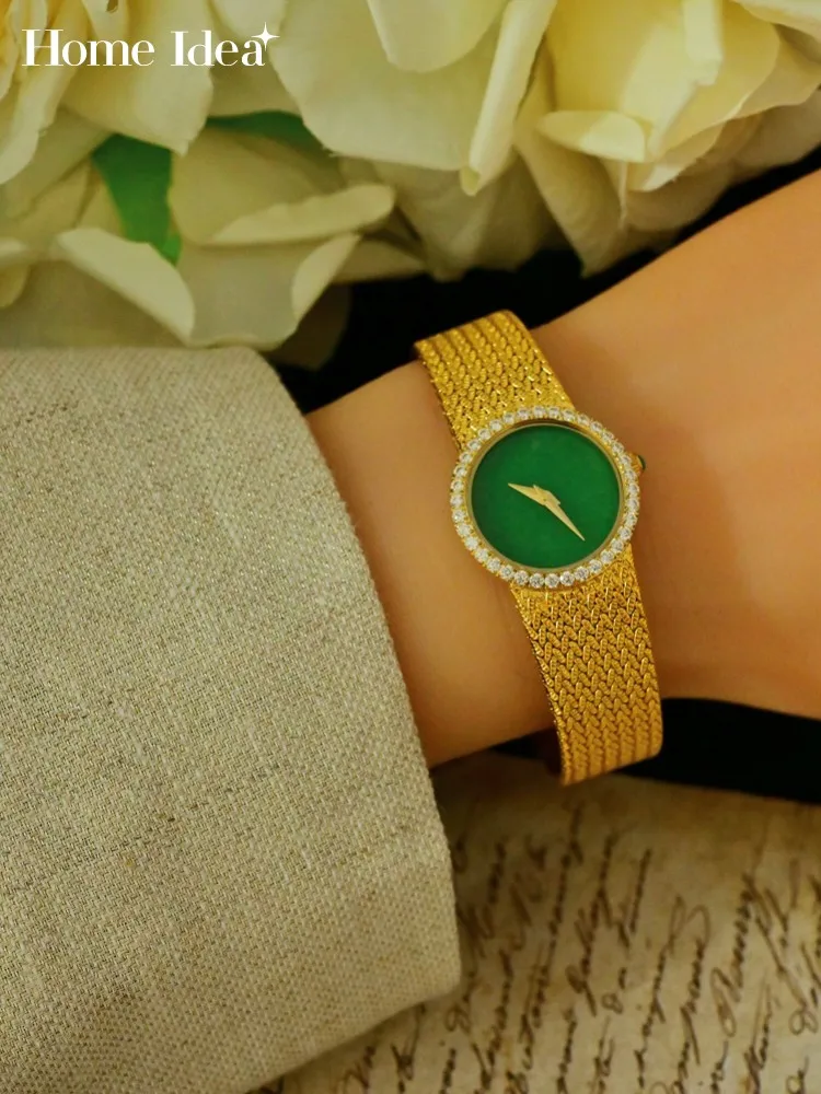 New Fashion Elegant Ladies Round Shape Quartz Watch Golden Silver Women Vintage Jewelry Accessory Shiny Diamonds Studded Watches