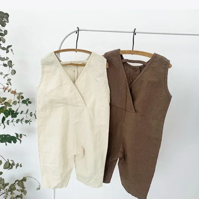 

Summer Fashion Cute Little Button Girl's Jumpsuit Casual Pants 1566C Korean Children Clothes Boy's Overall One Piece Clothes