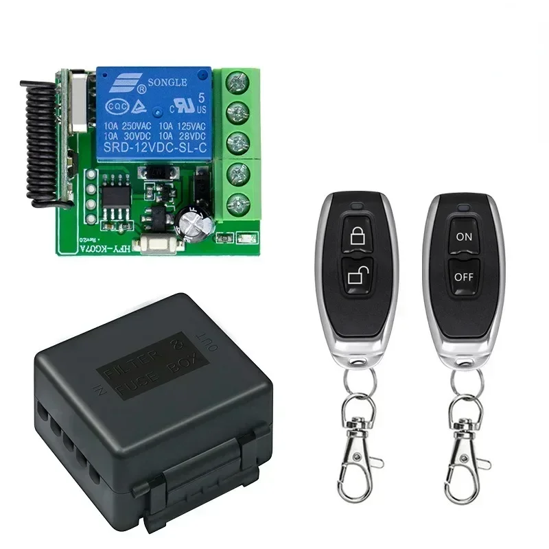 433MHz DIY Wireless Switch DC 12V 1CH Mini Relay Module and RF Transmitter Remote Control for Garage Curtain Home Appliance