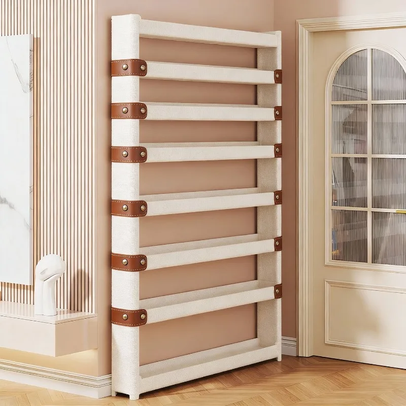 Behind the door shelf leather bag display case, seam layered frame, narrow side storage rack bag