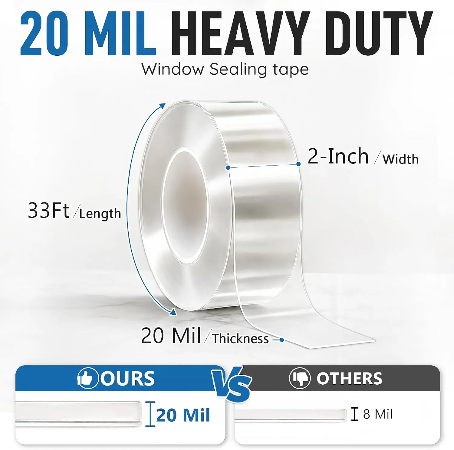 Transparent sealing tape, nano tape is used for windows, doors, and air conditioners to help block airflow, dust, and air leaks