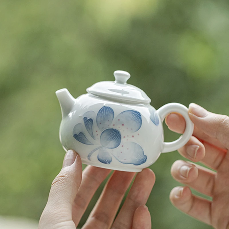 100ml Chinese Traditional Porcelain Teapot Handmade Lotus Petals Ceramic Tea Pot Household Filter Kettle Travel Portable Tea Set