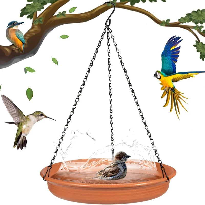 

Hanging Bird Bathtub Bird Feeding Dish Tray Platform Feeder Bird Water Bowl Bird Bath for Outdoor Patio Parrot Tree Decorations