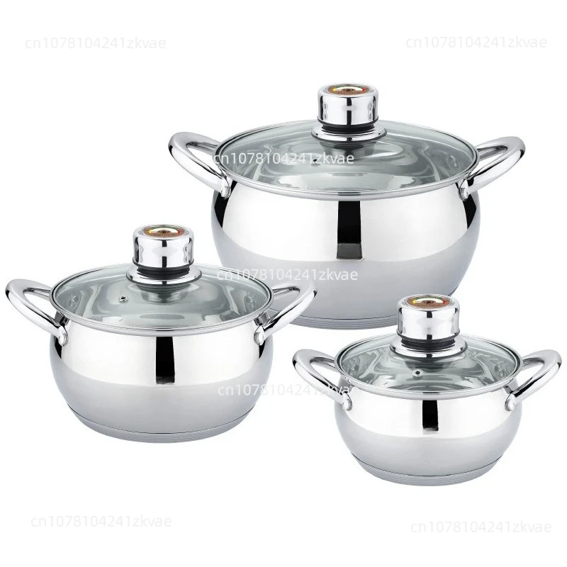 New Stainless Steel Household Cookware with Thermometer Soup Pot Stew Pot Set