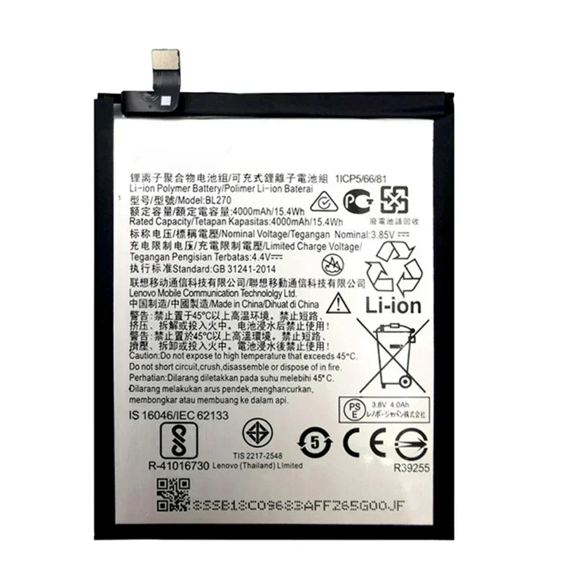 100% Original For Lenovo K6 K8 Note K53a48 Vibe K6 G G5 Plus 4000mAh BL270 Battery For Motorola Moto G6 Play XT1922 Bateria