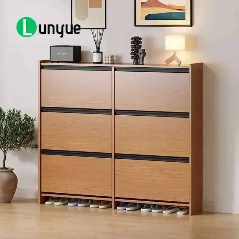 Large Capacity Black Wooden Shoe Cabinet Dust Proof Luxury Space Saving Storage Rack Home Furniture Design Szafka Na Buty