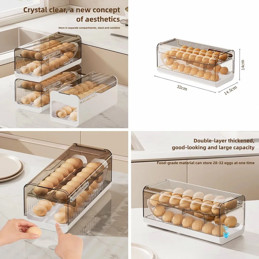 

Rolling Egg Holder for Refrigerator, Automatic Egg Storage Basket Organizer Rack for Kitchen Supplies
