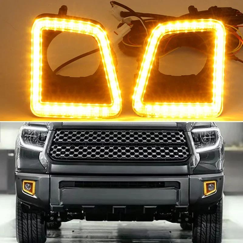 

12V LED Daytime Running Light For Toyota Tundra 2014 - 2019 2020 2021 Decoration Bumper Daylight AutoTurn Signal DRL