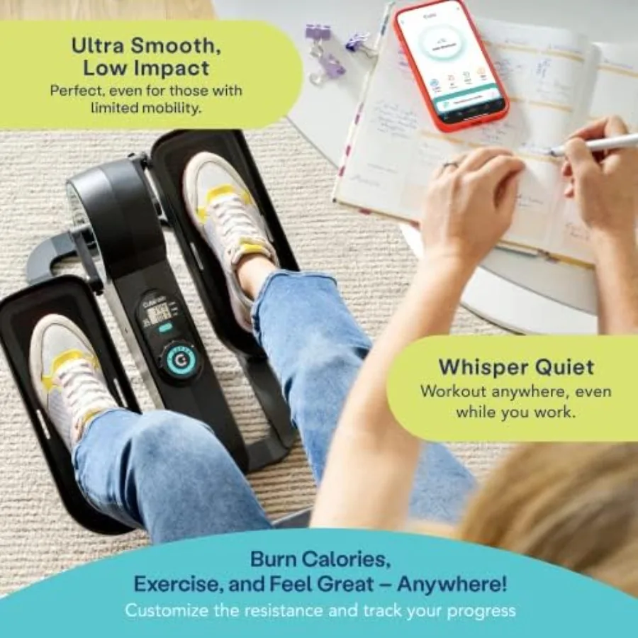 جهاز تمرين بدواسة الدراجة البيضاوية تحت المكتب، جهاز بيضاوي الشكل محمول مع مستويات تمرين قابلة للتعديل - من البالغين إلى كبار السن #3