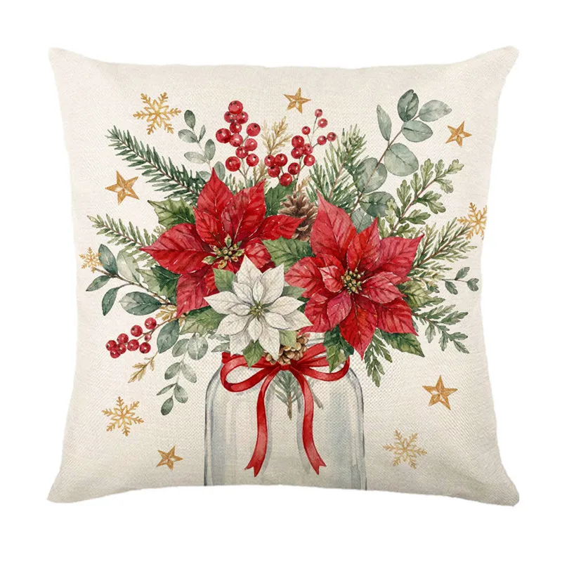 2026 Merry Christmas Cushion Cover Lovely Santa Claus Penguin Deer Print for Sofa Bed Chair Christmas Home Decor Christmas Gift