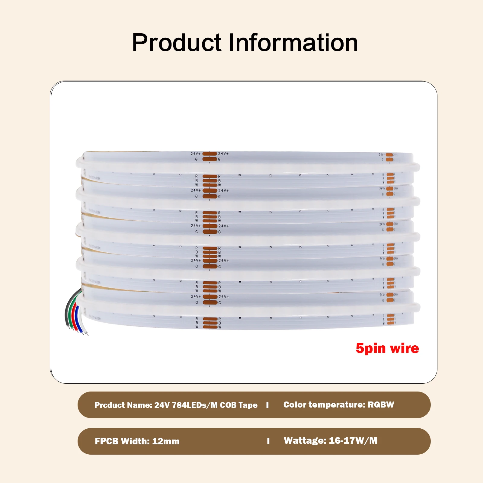 KISUFU RGB RGBWW RGBCCT COB LED-Streifen, hohe Dichte, 12/24 V, 576 720 840, 784 LEDs/m, hochhell, stippenlos, flexibles LED-Band, Raumdekoration für den Innenbereich 6