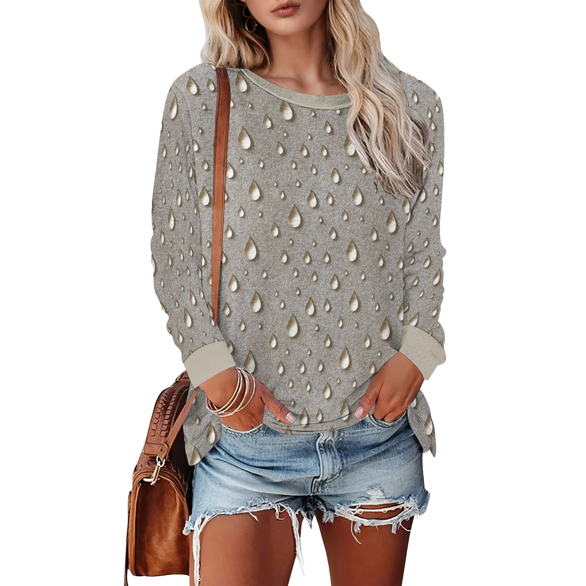

Women's Casual Crewneck Long Sleeve Pullover Top for Daily Wear, Vacation and Weekend – S-3XL