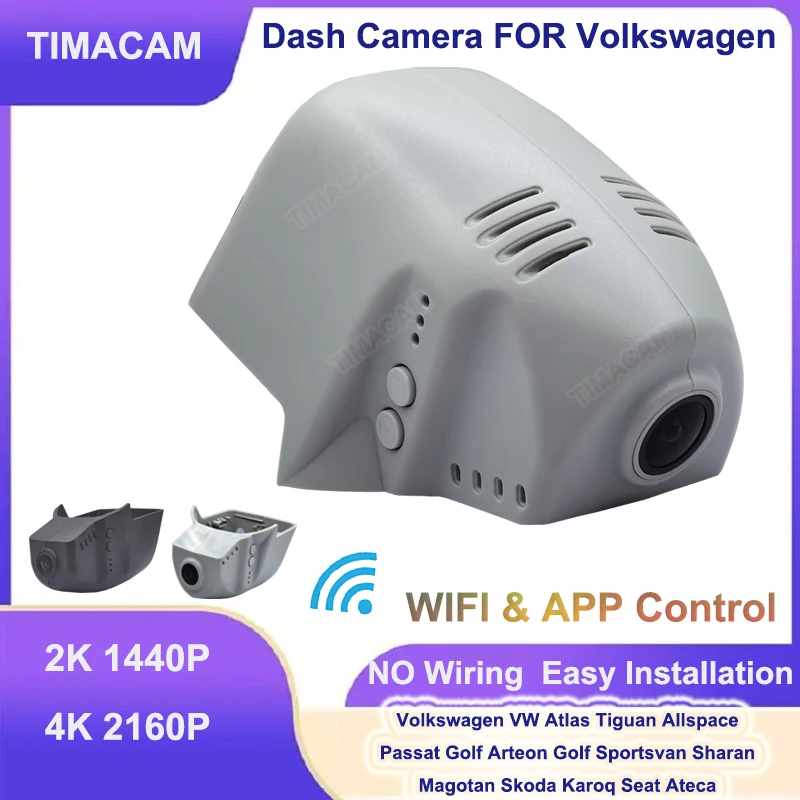 TIMACAM for Volkswagen vw Atlas Tiguan Passat Allspace Golf Arteon Sharan Magotan for Skoda for Seat Dash Cam 2K 4K Wifi Car DVR