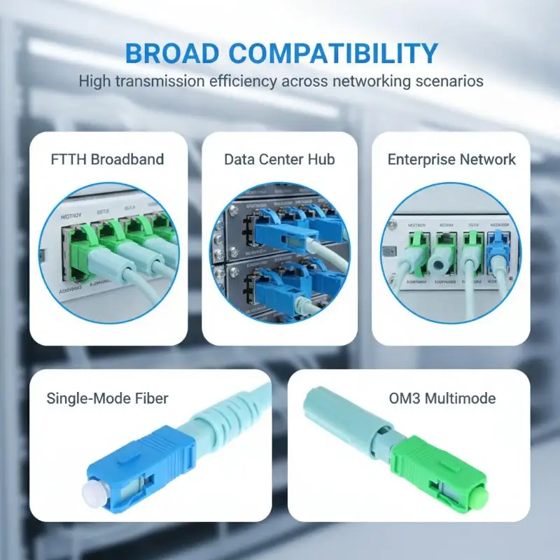 5Pcs SM Single-Mode Fiber Optic Fast Connector, UPC APC Cold Connector, FTTH Tool, Fiber Optical Cable Quick Assembly Connector