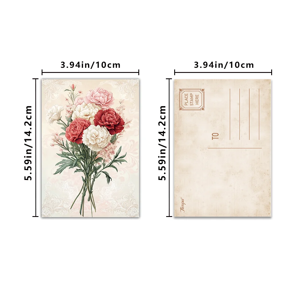 32개 빈티지 꽃다발 엽서, 꽃 테마 인사말 카드, 벽 스티커, 침실 장식, 복고풍 엽서 시리즈.