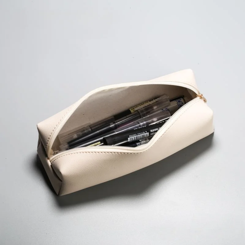 Large Capacity Pen Bag PU Leather Pen Case Korean Stationery Holder Storage Box Zipper Pencil Pouch Student School Supplies