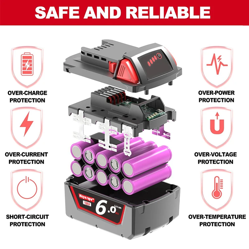 100% Pro Milwaukee M18 18V 6000mAh/3000mAh Pro Milwaukee M18B5 XC Li-ion baterie 48-11-1815 2604-20 48-11-1850 nabíječka - náhled 3