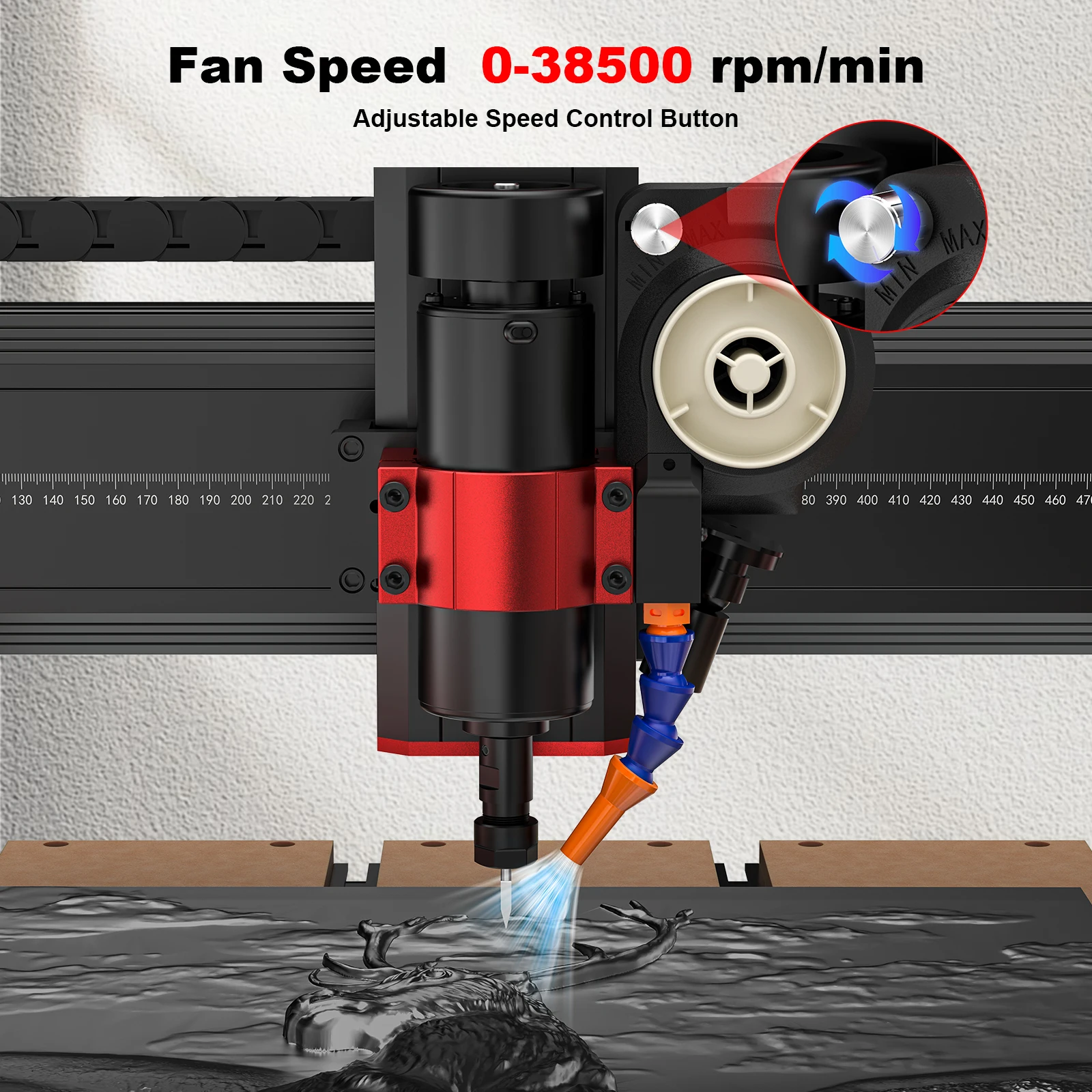 Twotrees 500W Air-cooled Cooling Kit For Metal Acrylic CNC Cutting Engraving Cool Down Suitable for TTC450 775/500W /800W Spindle Motor Diameters Ranging 27mm-76mm view 7