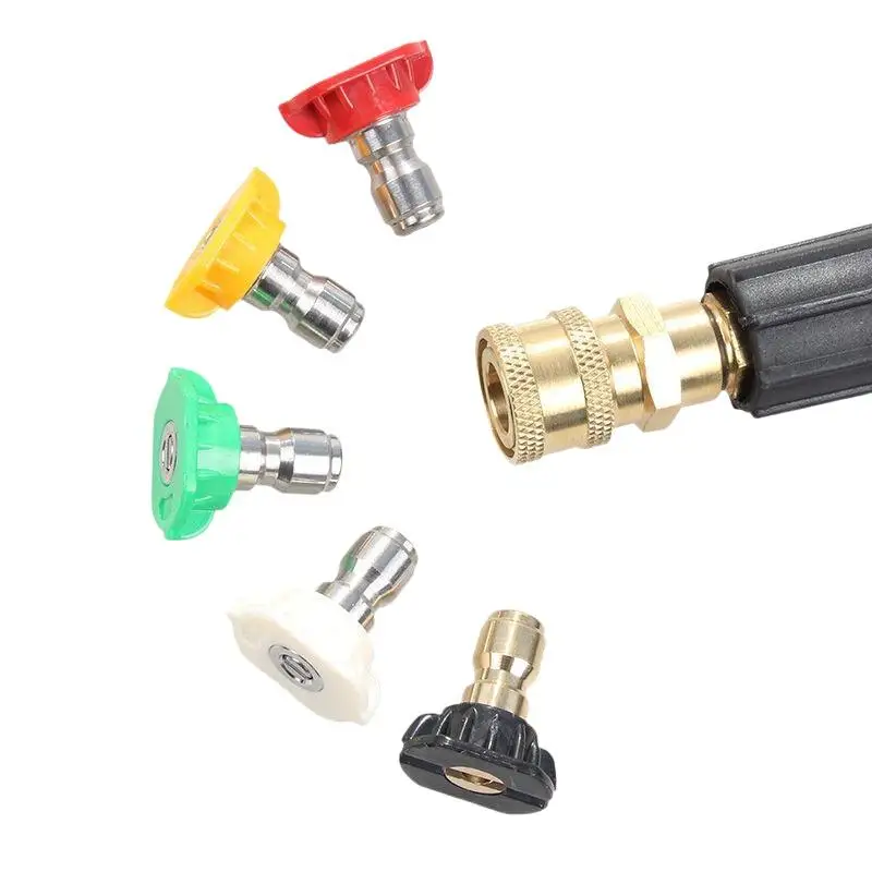 @*High Pressure Washer Spray Nozzle Tips Set 5Pcs 1/4'' Quick Connect 0-65° for Garden Deck Washing