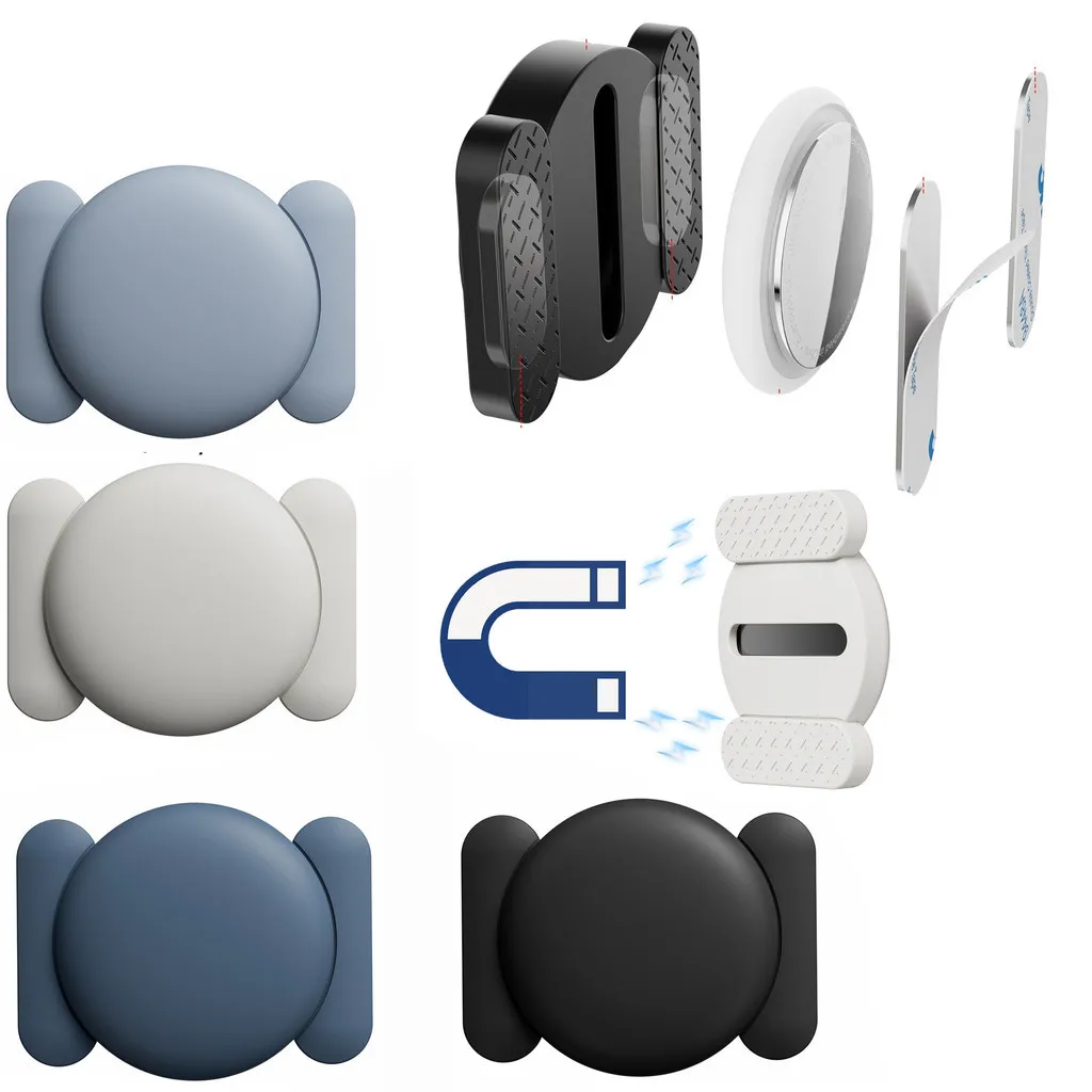 Magnetic Silicone AirTag Holder with Magnet Adhesive Sticker for AirTag Case, Hidden Mount for Car, Bike, Metal Surfaces