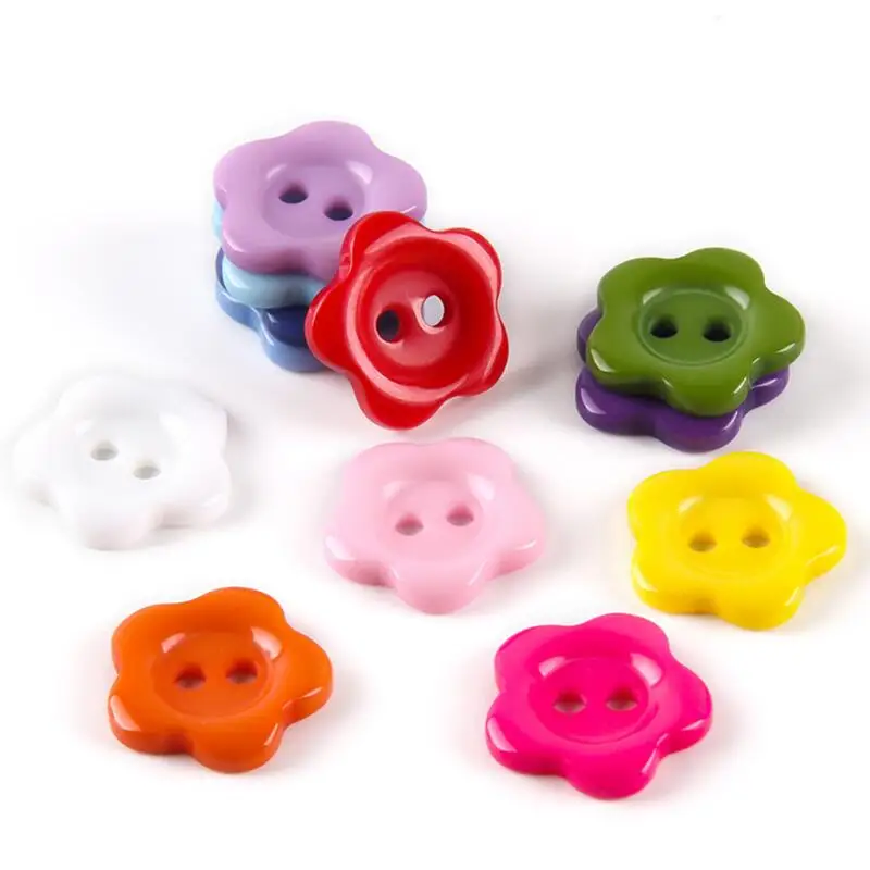 50Pcs/Lot 1.3-2.2cm Colored Plum Resin Buttons Children\'s Cartoon Buttons Used For Making&Sewing, DIY Manual Sewing Accessories