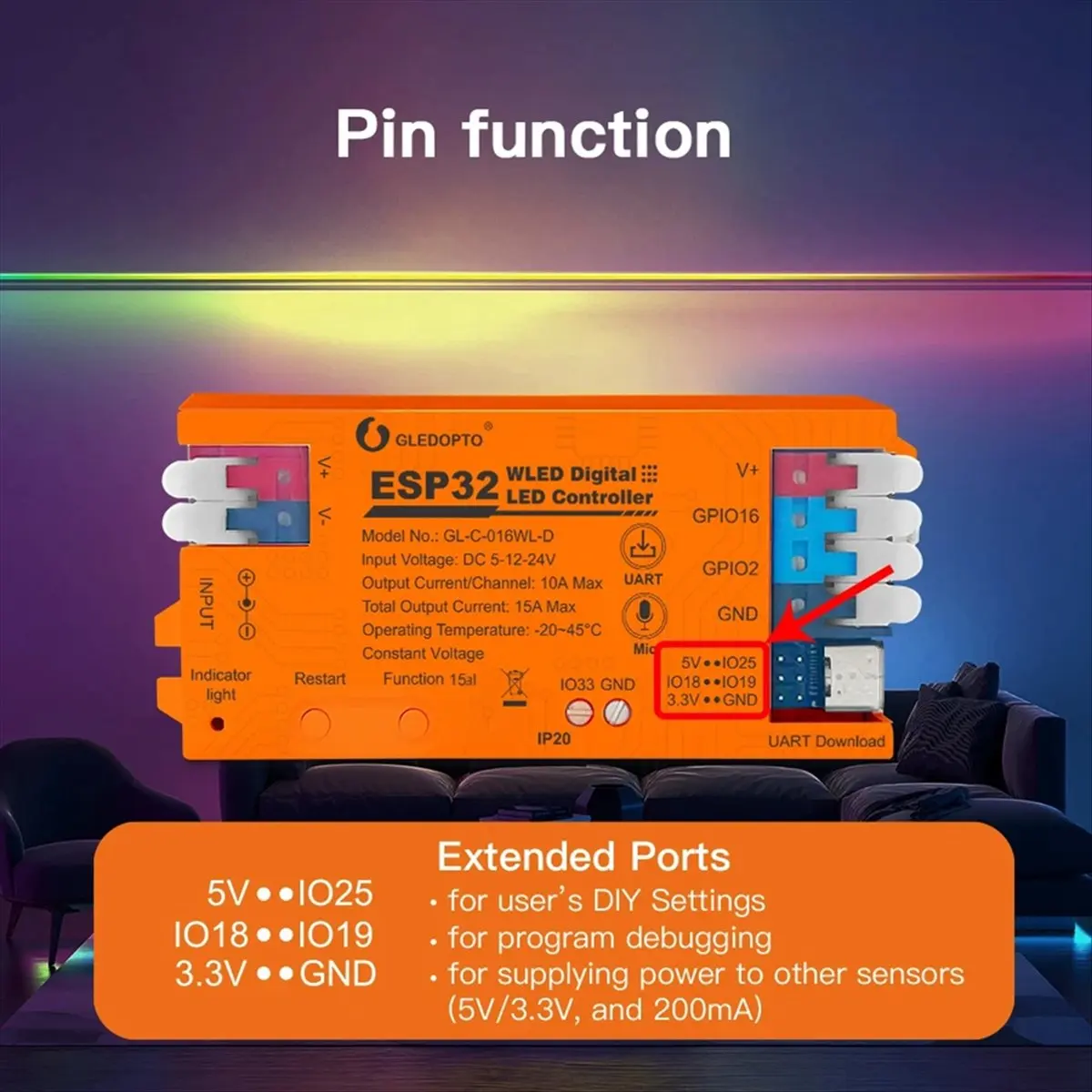 ^&*Summer sale-  WLED LED Controller Dynamic Works Addressable Digital WS2811 WS2812 SK6812 TM1814 WS2813/15 Strip Light