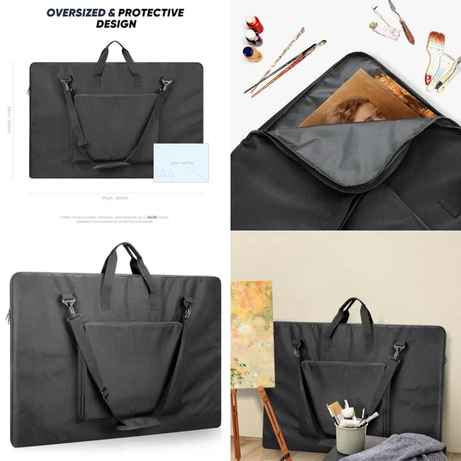 

Сумка для портфолио YOOFAN Art 24x36 дюймов — профессиональный чехол для портфолио художника с прочной тканью Оксфорд 600D, черная художественная сумка для переноски