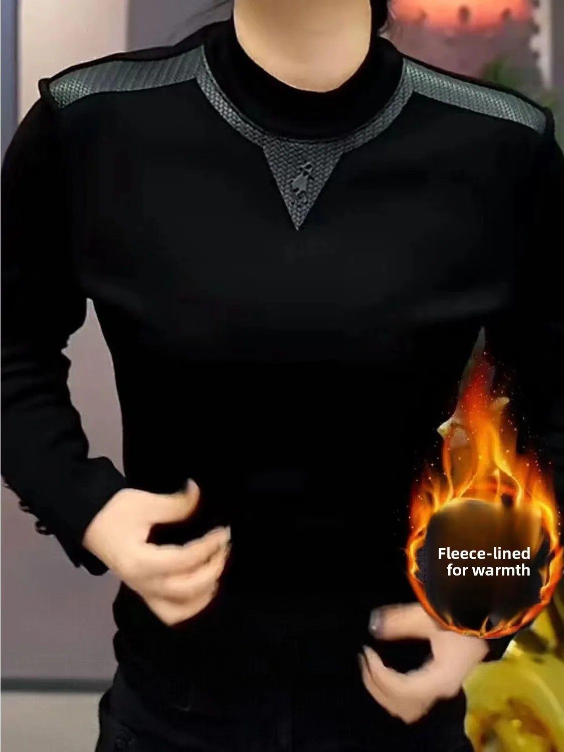 

Fce Lined Men's Sweatirt Long Sve Casual Busin Bot irt Top Faionable Trendy Autumn Winter New Arr...