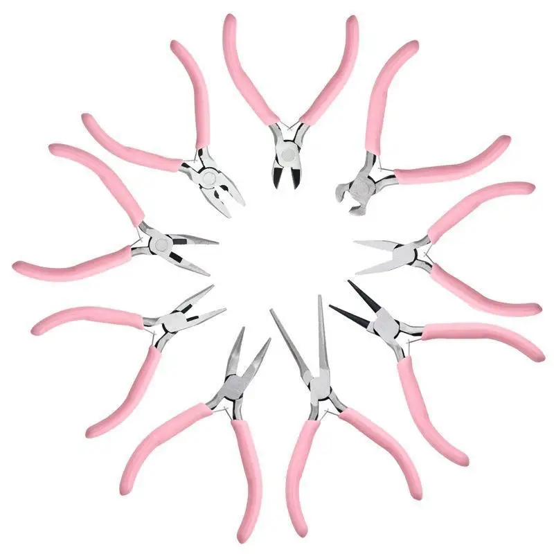 Handmade diy Pliers Pink Needle Nose Pliers Jewelry Pliers Multifunctional Round Nose Pliers Mini Jewelry Winding Beading Tools