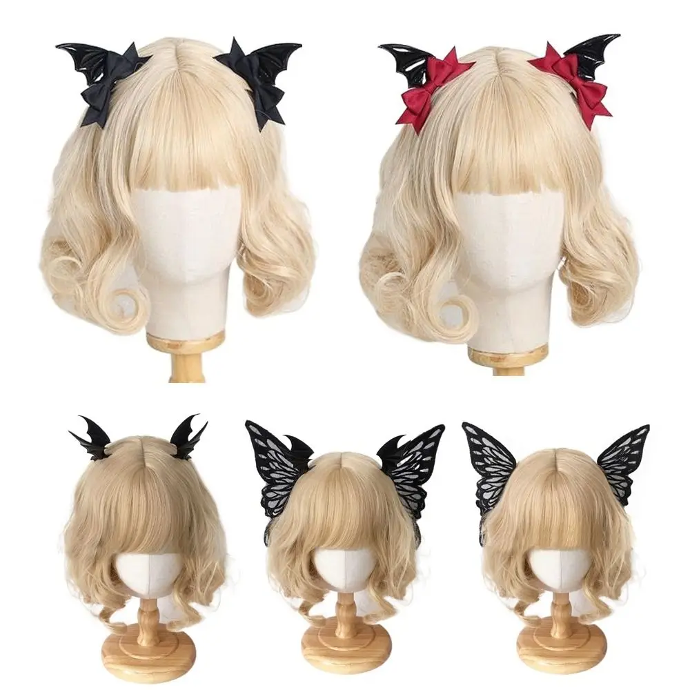 1pc Gothic Devil Fledermaus Flügel Paar Haars pange Cosplay Haars pangen Halloween Haarnadeln Mode schwarz rot Erwachsene Kinder Punk Haars pange