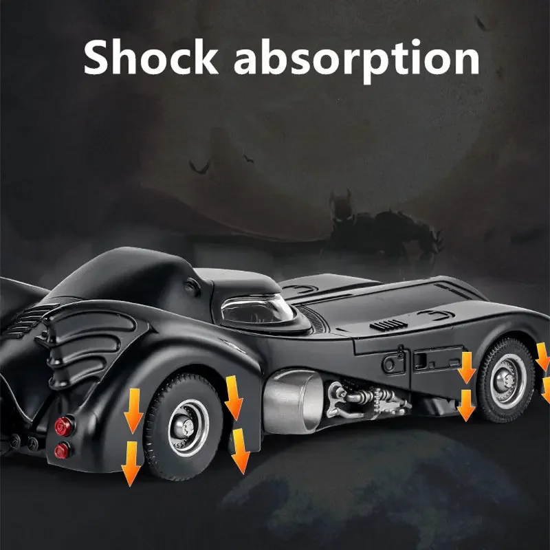 1/24 Classic Movie Car Batmobile Bat Alloy Sports Car Model Diecasts Metal Racing Car Model Sound Light Simulation Kids Toy Gift