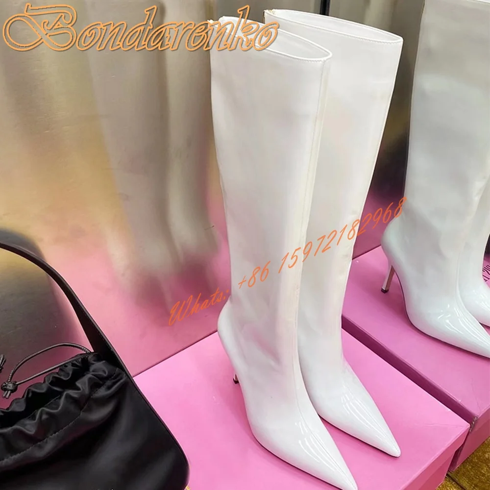 Snake Pattern Designer Boots Pointed Toe Stiletto Heels Knee High Boots Women Sexy Shoes Back Zipper Metal Heels Winter New Shoe