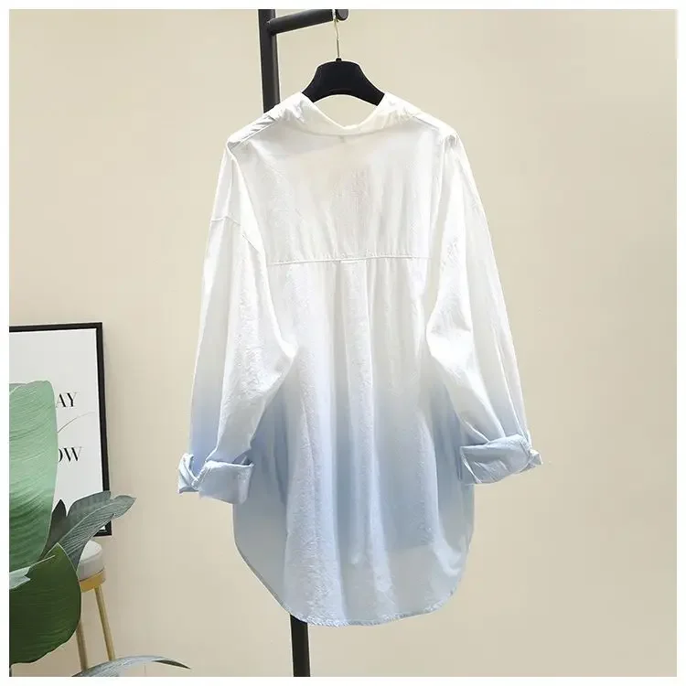 Casual Blouse For Women Fashion Gradient Long Sleeve Shirts Tops Long Sleeve Korean Loose Blouses 2026 Blusas Mujer De Moda