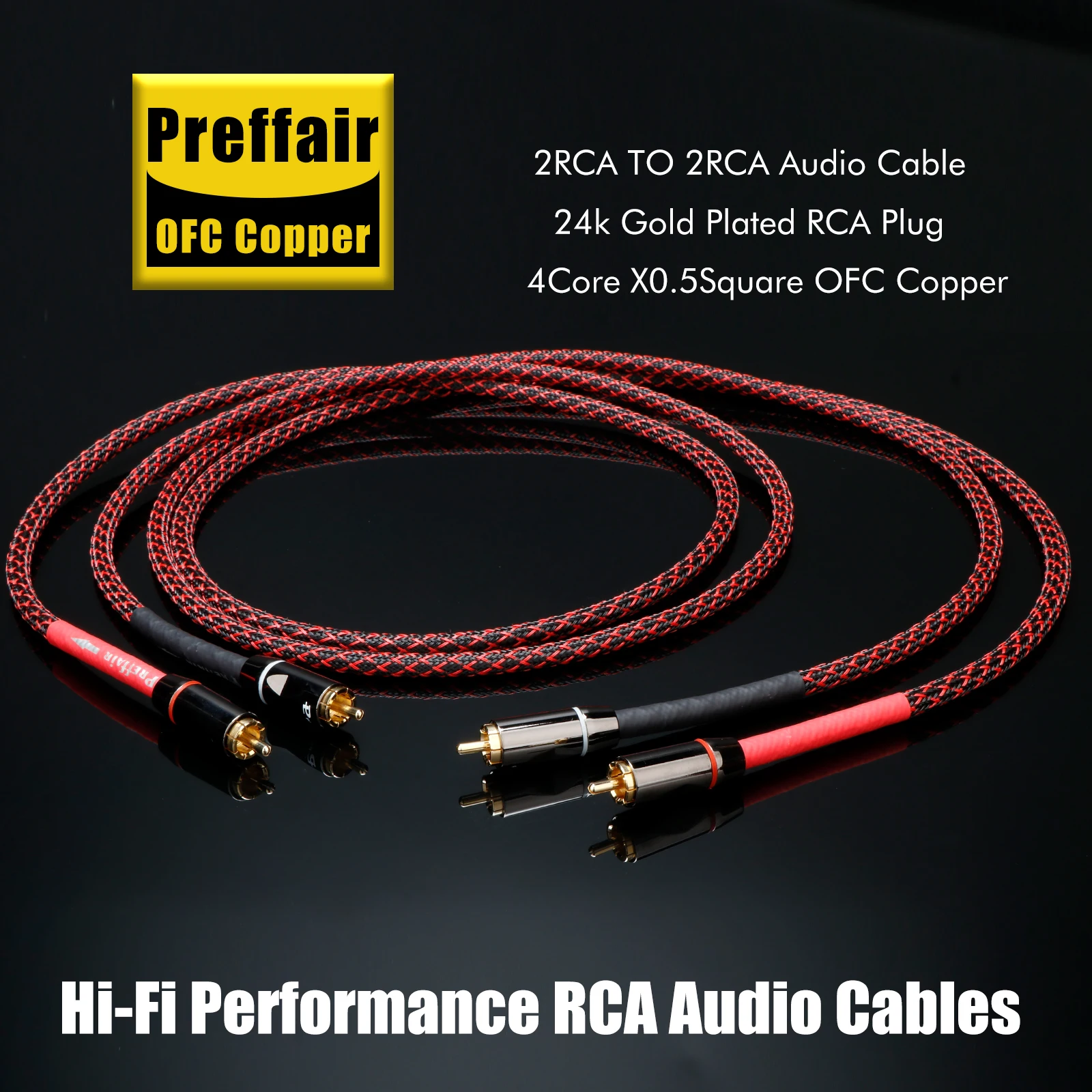 Par canare l4e6s 99.998% cabo de áudio de cobre ofc com banhado a ouro rca para rca interconectar