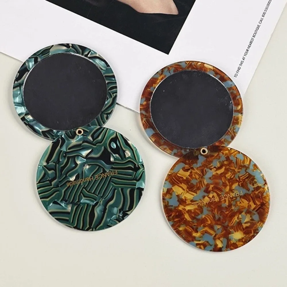 Stylish Portable Makeup Mirror Round Acetate Pocket Mirror Lightweight Multi-Color Handheld Mirror Daily Use