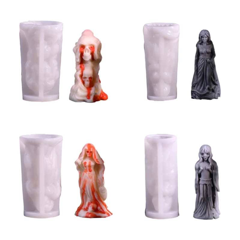 2024 New 4Pcs Halloween Bride Figurine Silicone Molds for Epoxy Resin,