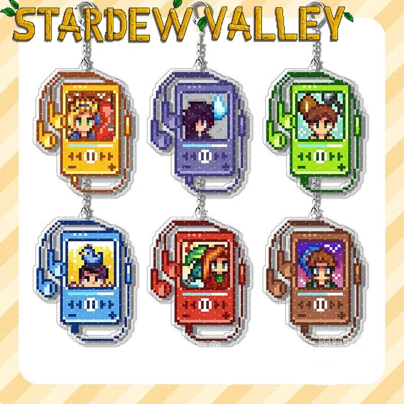 Llavero de acrílico con diseño de Sebastian, Shane y Elliott del juego Stardew Valley, colgante tipo Walkman, accesorio para bolso